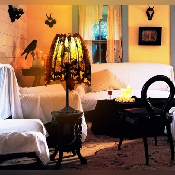 Halloween 3-pack Lamp Shade Cover Decoration - Black Lace - 20 x 60 in - Picture 2 of 7